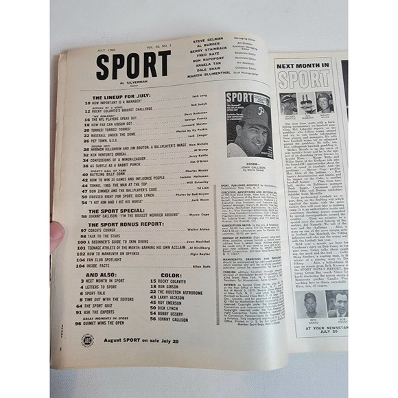 Vintage 1960s Sport Magazine Philadelphia Phillies Johnny Callison NFL 1965 VTG - Picture 3 of 5